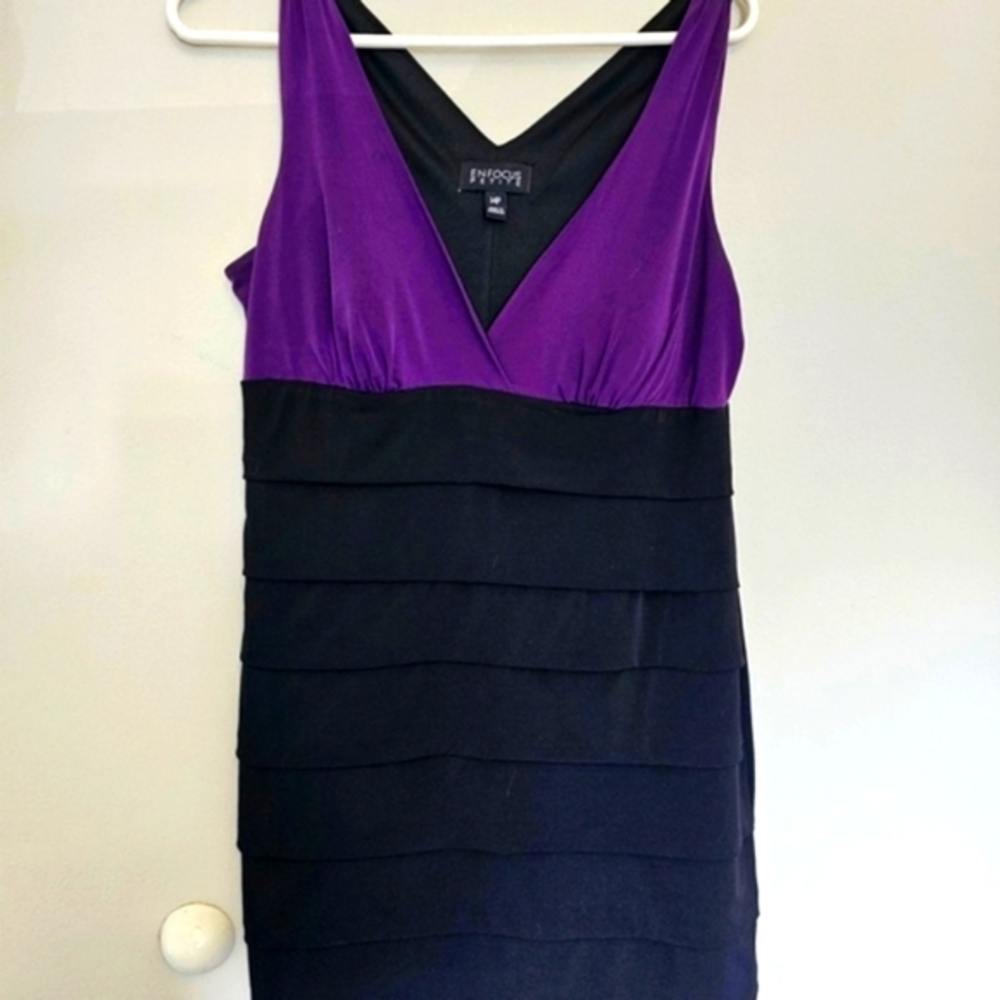Enfocus Studio Purple and Black Cocktail Sheath Dress Women's Sz 14P